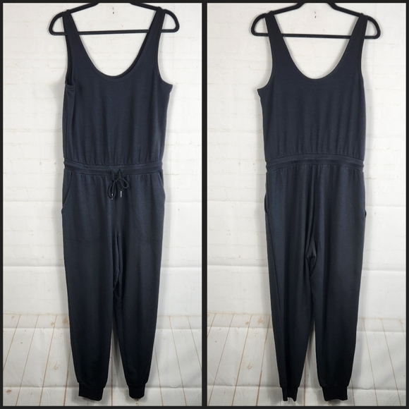 Athleta Balance Casual Drawstring Waist French Terry Jumpsuit in Black Small - Picture 2 of 11